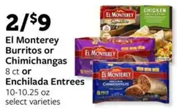 Fareway El Monterey Burritos or chimichangas or enchilada entrees offer