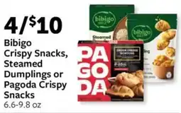 Fareway Bibigo Crispy Snacks, Steamed Dumplings or Pagoda Crispy Snacks offer