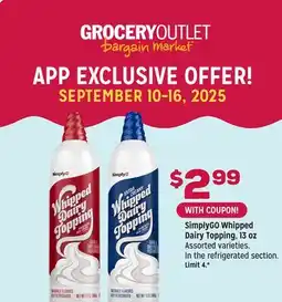 Grocery Outlet SimplyGO Whipped Dairy Topping, 13 oz offer