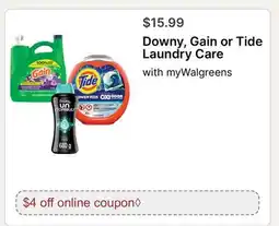 Walgreens Downy, Gain or Tide Laundry Care offer