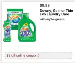 Walgreens Downy, Gain or Tide Evo Laundry Care offer