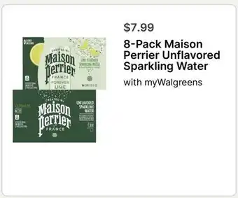 Walgreens 8-Pack Maison Perrier Unflavored Sparkling Water offer