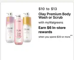 Walgreens Olay Premium Body Wash or Scrub offer