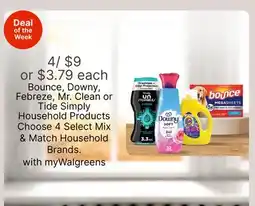 Walgreens Bounce, Downy, Febreze, Mr. Clean or Tide Simply Household Products offer