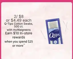 Walgreens Q-Tips Cotton Swabs, 500 ct offer