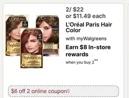 Walgreens L' Oréal Paris Hair Color offer