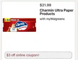Walgreens Charmin Ultra Paper Products offer