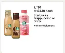 Walgreens Starbucks Frappuccino or Drink offer