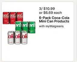 Walgreens 6-Pack Coca-Cola Mini Can Products offer