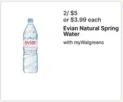 Walgreens Evian Natural Spring Water offer