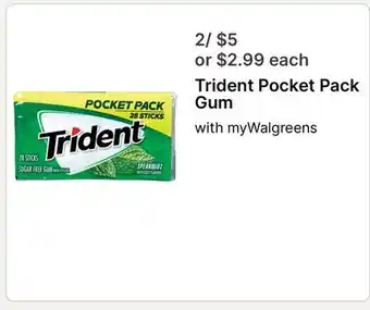 Walgreens Trident Pocket Pack Gum offer