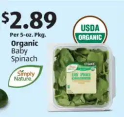 Aldi Organic Baby Spinach offer