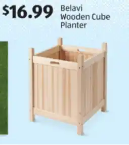 Aldi Belavi Wooden Cube Planter offer