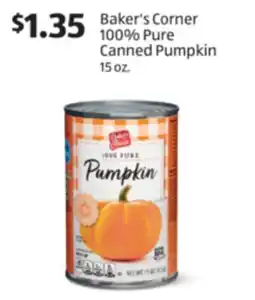 Aldi Baker's Corner 100% Pure Canned Pumpkin offer