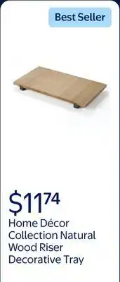 Walmart Home Décor Collection 8 x 15 Natural Wood Riser Decorative Tray offer