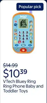Walmart VTech Bluey Ring Ring Phone Baby and Toddler Toys offer