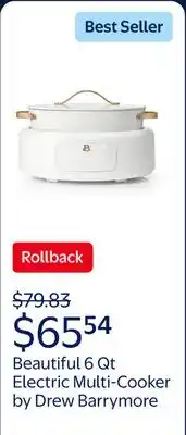 Walmart Beautiful 10 in 1, 6 Qt Electric Multi-Cooker, White Icing by Drew Barrymore offer