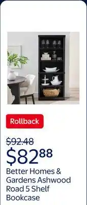 Walmart Better Homes & Gardens 71 Ashwood Road 5 Shelf Bookcase, Black Finish offer