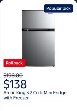 Walmart Arctic King 3.2 Cu ft Two Door Mini Fridge with Freezer, Stainless Steel, E-Star offer