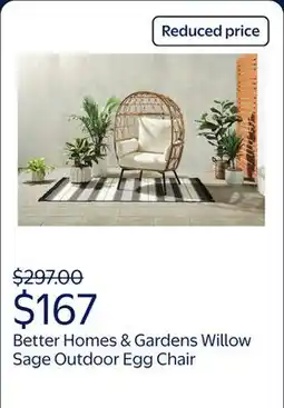 Walmart Better Homes & Gardens Willow Sage Steel Wicker Outdoor Egg Chair, Brown offer