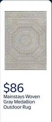 Walmart Mainstays 7'x10' Woven Gray Medallion Outdoor Rug offer