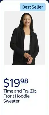 Walmart Time and Tru Women's Zip Front Hoodie Sweater, Midweight offer