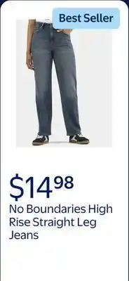 Walmart No Boundaries High Rise Straight Leg Jeans, 30 Inseam, Women's offer