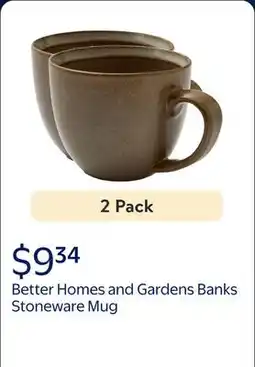 Walmart (2 pack) Better Homes and Gardens Banks Brown 14.2-ounce Stoneware Mug offer
