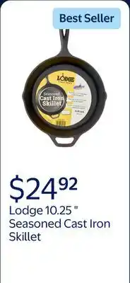 Walmart Lodge 10.25 Seasoned Cast Iron Skillet offer
