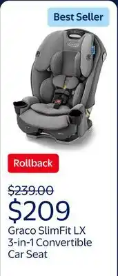 Walmart Graco SlimFit LX 3-in-1 Convertible Car Seat, Shaw Gray offer