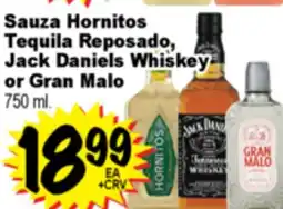 Superior Grocers Sauza Hornitos Tequila Reposado, Jack Daniels Whiskey or Gran Malo offer