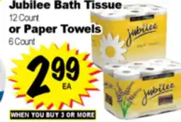 Superior Grocers Jubilee Bath Tissue 12 Count or Paper Towels 6 Count offer