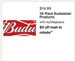 Walgreens 18-Pack Budweiser Products offer