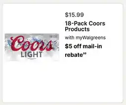 Walgreens 18-Pack Coors Products offer