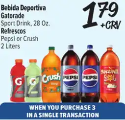 El Super Fresh Gatorade Sport Drink 28 Oz. Pepsi or Crush 2 Liters offer