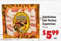 Vallarta Supermarkets Salchichas con Tocino Supremas offer