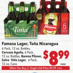Vallarta Supermarkets Famosa Lager, Toña Nicaragua offer