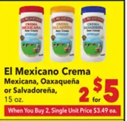 Vallarta Supermarkets El Mexicano Crema offer