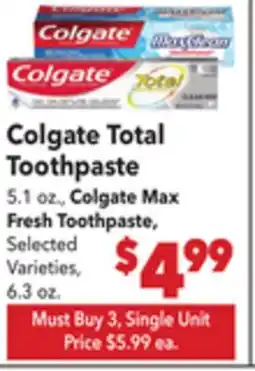 Vallarta Supermarkets Colgate Total Toothpaste offer