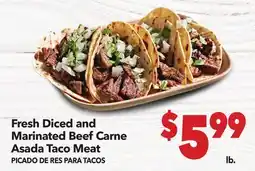 Vallarta Supermarkets Fresh Diced and Marinated Beef Carne Asada Taco Meat offer