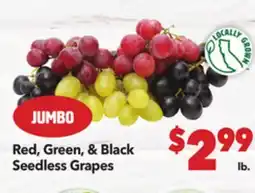 Vallarta Supermarkets Red Green, & Black Seedless Grapes offer