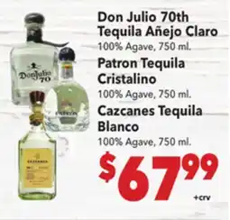 Vallarta Supermarkets Don Julio 70th Tequila Añejo Claro offer