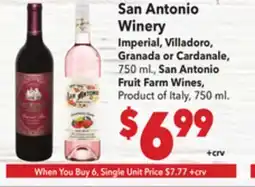 Vallarta Supermarkets San Antonio Winery Imperial, Villadoro, Granada or Cardanale offer