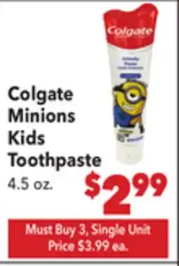 Vallarta Supermarkets Colgate Minions Kids Toothpaste offer