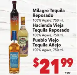 Vallarta Supermarkets Milagro Tequila Reposado offer
