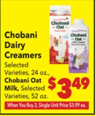 Vallarta Supermarkets Chobani Dairy Creamers offer