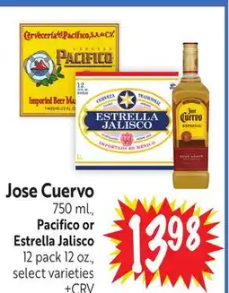 Foodmaxx Jose Cuervo 750 ml., Pacifico or Estrella Jalisco 12 pack offer