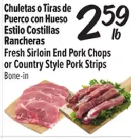 El Super Fresh Sirloin End Pork Chops or Country Style Pork Strips offer