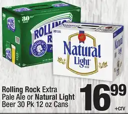 Super King Markets Rolling Rock Extra Pale Ale or Natural Light Beer offer
