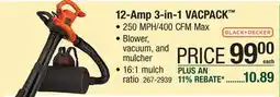 Menards Black & decker 12-Amp 3-in-1 VACPACK offer